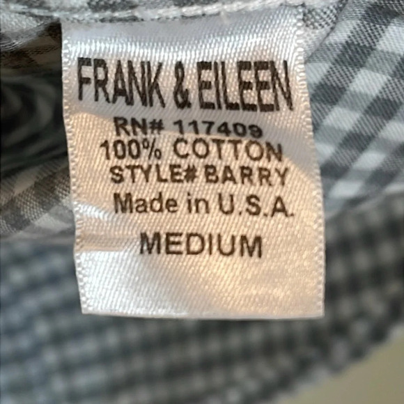 Frank & Eileen Barry Check Button-Up Shirt  in Gray size Medium - Picture 8 of 10